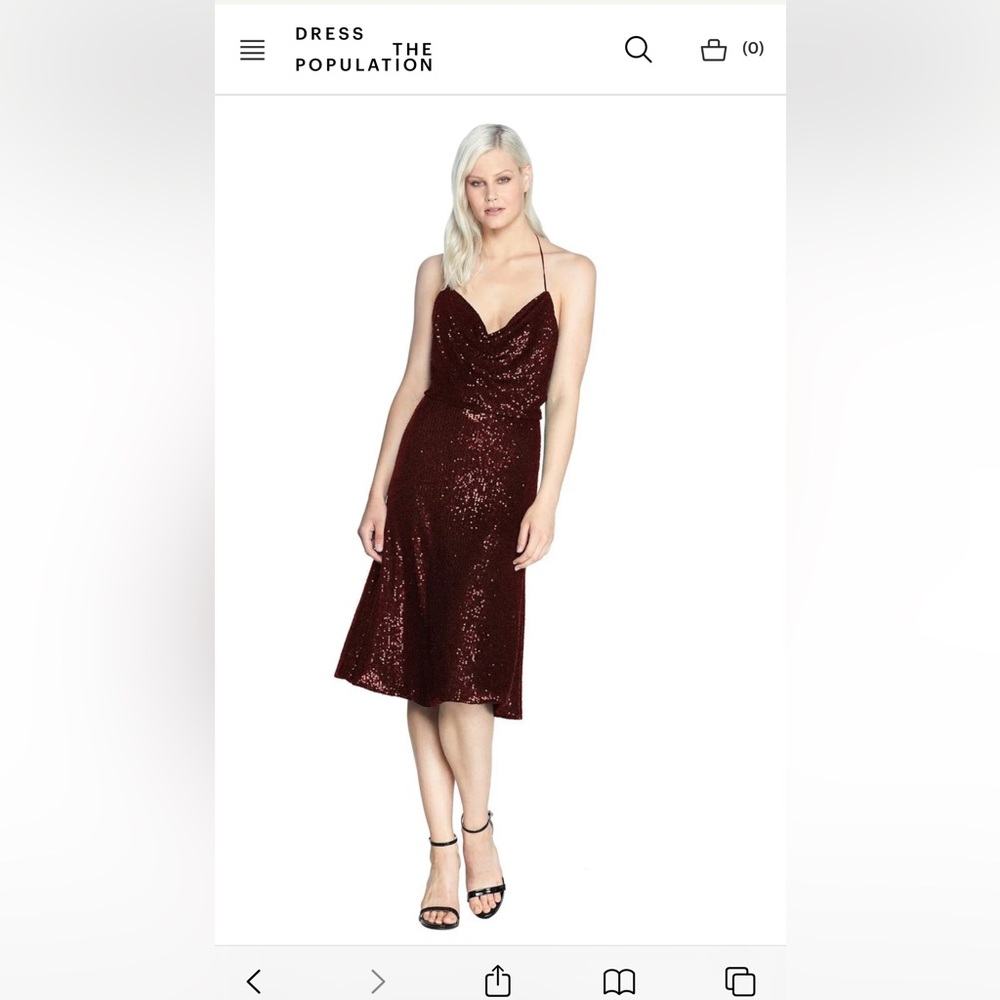 Dress the Population Zherra Red Sequin Dress Size L (10-12)